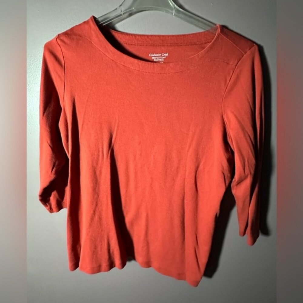 Coldwater Creek Women's Vibrant Orange 3/4 Sleeve Top